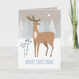 Cartão De Festividades Floresta Nórdica russa de Stag & Doe Reindeer