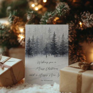 Cartão De Festividades Floresta Serena com Neve Natal Nome Personalizado