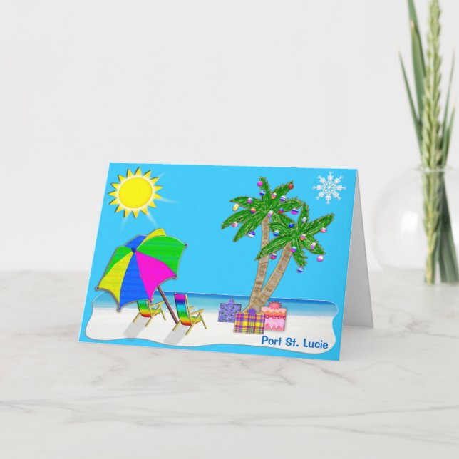 Cartão De Festividades Florida Beach Christmas Cards with Your CITY (Frente)