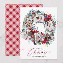 Cartão De Festividades Flórida russa vermelha 6 fotos da coroa de Natal