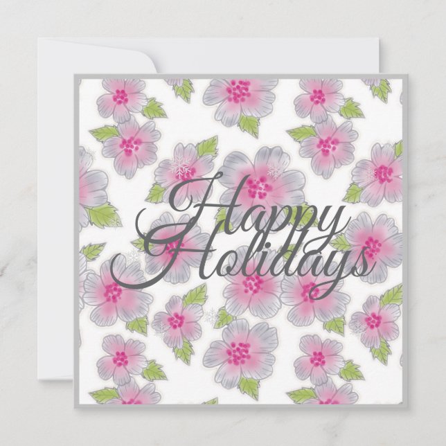 Cartão De Festividades Flowers Elegance Happy Holidays Card (Frente)
