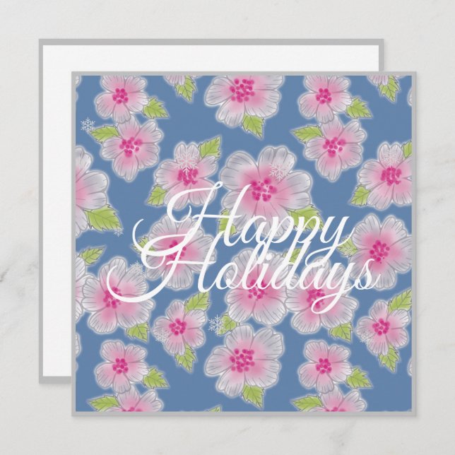 Cartão De Festividades Flowers Elegance Happy Holidays Card (Frente/Verso)