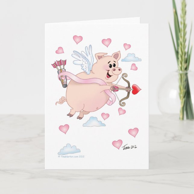 Cartão De Festividades Flyimg Valentine Piggy Card (Frente)
