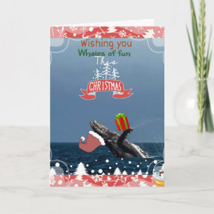 Cartão De Festividades flying Santa humpback Whale holiday card