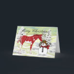 Cartão De Festividades Foal and Snowman Christmas<br><div class="desc">Send out your Christmas greetings with my horse foal and snowman,  "First Encounter" Christmas cards. Perfect for equestrians and horse lovers.
Artwork by Sally Lannier/Painted Dreams Designs</div>