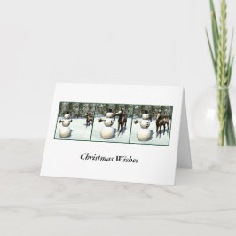 Cartão De Festividades Foal & Snowman Christmas Card