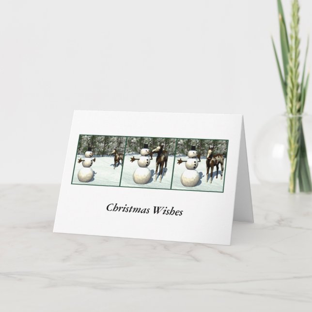 Cartão De Festividades Foal & Snowman Christmas Card (Frente)