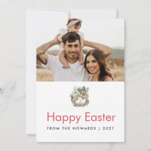 Cartão De Festividades Foco Botânico em Aquarela para Foto da Família no