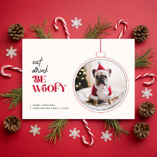 Cartão De Festividades Fofa Adorável Cachorro Engraçado Foto Pet Natal