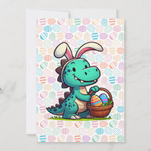 Cartão De Festividades Fofa, dinossauro coelho de Páscoa