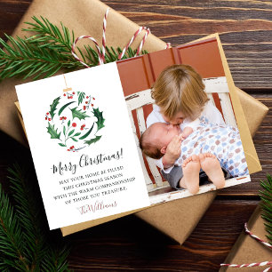 Cartão De Festividades Fofa Foto de Natal da Família Engraçada Vermelho V