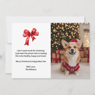 Cartão De Festividades Fofa Foto Personalizada de Cachorro Corgi de Natal