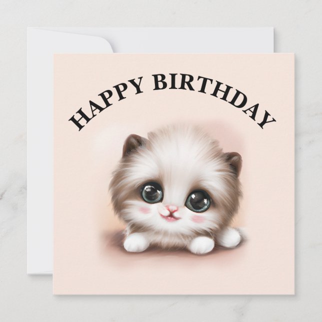 Cartão De Festividades Foffy Furr Ball Kitten (Frente)