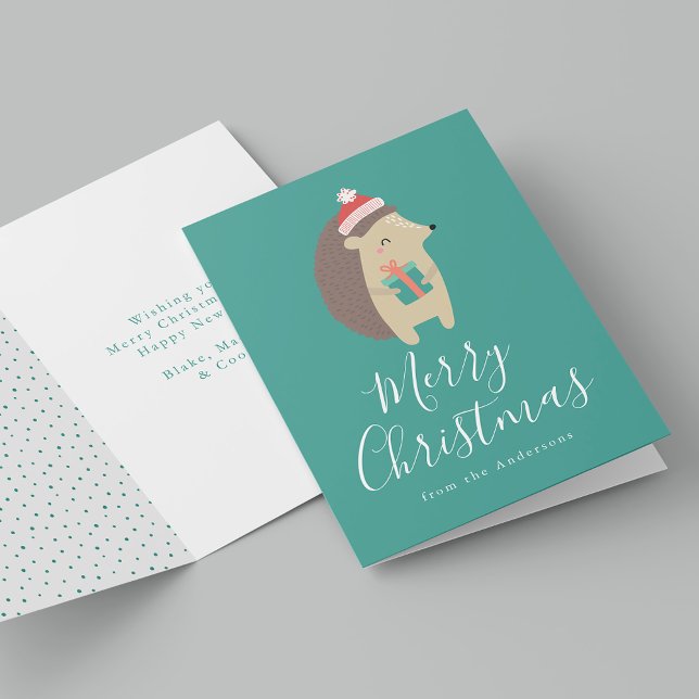 Cartão De Festividades Fofo De Inverno Bonito Amigos De Hedgehog Não Foto (Criador carregado)