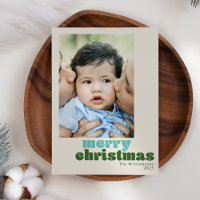 Fofo Natal Alegre Foto Personalizada Verde Menta R