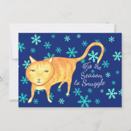 Cartão De Festividades Fofuras Quentes & Nevadas de Inverno Gato de Natal