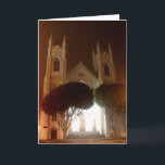 Cartão De Festividades Foggy Night in North Beach, St. Francis of Assisi<br><div class="desc">The National Shrine of St. Francis of Assisi in San Francisco's famous North Beach neighborhood.</div>