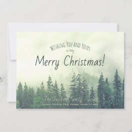 Cartão De Festividades Foggy Pines Rustic Watercolor Feliz Natal