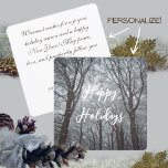 Cartão De Festividades Foggy Winter Forest<br><div class="desc">Experimente a maravilha e a magia do inverno bem em suas mãos com nossos Cartões de natal com uma foto atordoante de uma floresta enevoada, com geada, com grandes árvores cobertas de neve branca pura - uma verdadeira personificação do espírito sereno de inverno. Torne seus feriados mais especiais personalizando esses...</div>