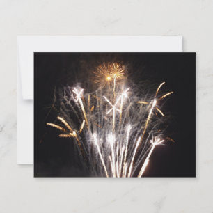 Cartão De Festividades Fogos de Artifício Brancos e Dourados II Celebraçã