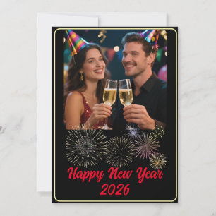 Cartão De Festividades Fogos de Artifício de Fotos Personalizáveis Feliz
