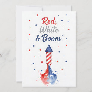 Cartão De Festividades Fogos Patrióticos Vermelho Branco Boom Quatro de J
