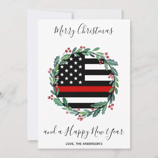 Cartão De Festividades Fogueiro Thin Red Line Wreath (Frente)