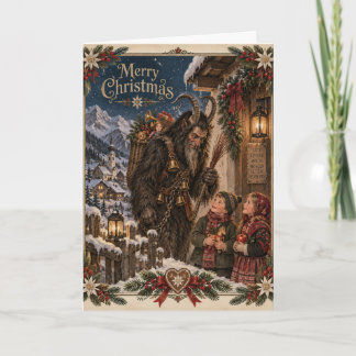 Cartão De Festividades Folclore de Natal do Krampus Alpino Vintage