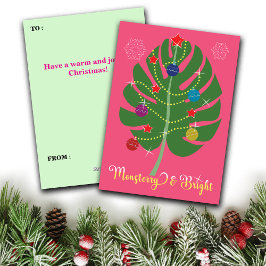 Cartão De Festividades Folha de Monstera Monsterry & Planta Brilhante Ama