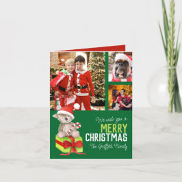 Cartão De Festividades Folha de Natal feliz com a caixa de presente de ur