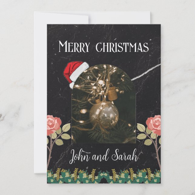 Cartão De Festividades Folha de Natal Feliz Foto do Arco Foliar (Frente)