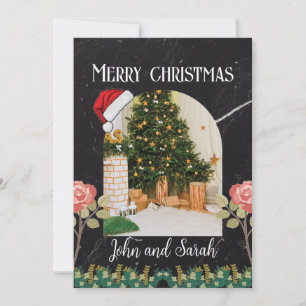 Cartão De Festividades Folha de Natal Feliz Foto do Arco Foliar Trendênci