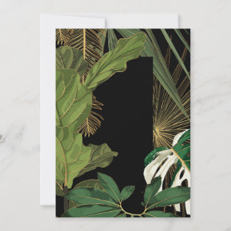 Cartão De Festividades Folha trópica, plantas da selva verde e ouro
