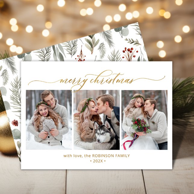 Cartão De Festividades Folhagem Botânica 3 Várias Fotografias Natal (Criador carregado)