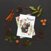 Folhagem de aquarela abençoada 1 foto de natal ver