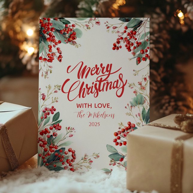 Cartão De Festividades Folhagem de inverno festiva de Natal (Criador carregado)