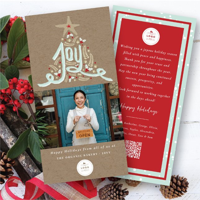 Cartão De Festividades Folhagem de Joy Calliografia Desenhada à Mão (Criador carregado)