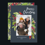 Cartão De Festividades Folhagem de Natal foto rústica tradicional<br><div class="desc">Cartão de feriado floral e folhagem em aquarela de Natal. Folhagem pintada em aquarela bonita e texto em letra moderna. Parte de uma coleção.</div>