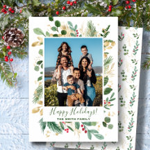 Folhagem Dourada Verde Festiva Pinheira Aquarela F