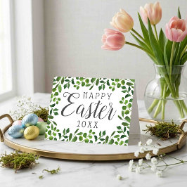 Cartão De Festividades Folhagem Simples da Primavera Feliz Páscoa