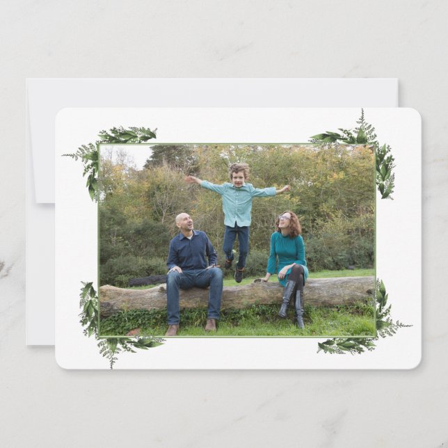 Cartão De Festividades Folhagem Verde de Ano Novo Joyful (Frente)