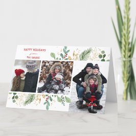 Cartão De Festividades Folhagem Verde de Script Vermelho Moderno Festivo 