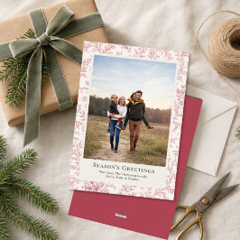Cartão De Festividades Folhagem Vermelha de Natal Elegante Foto Simples