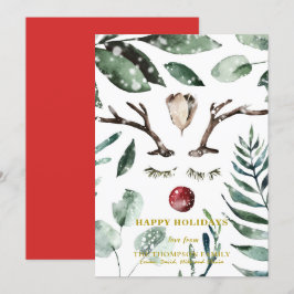 Cartão De Festividades Folhagem Vermelha Festiva Eucalyptus Magnolia