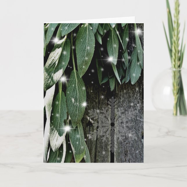 Cartão De Festividades Folhas botânicas de boho, madeiras-do-mar (Frente)