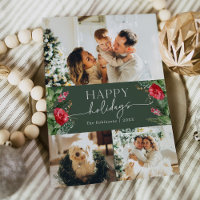 Folhas Botânicas de Script Moderno em Verde Flores