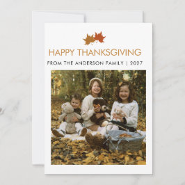 Cartão De Festividades Folhas de Bordo de Ação de Graças Foto de Família