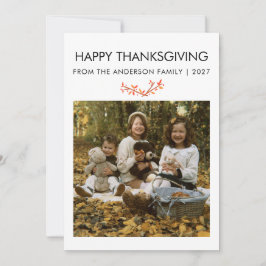 Cartão De Festividades Folhas de Maple Rústicas Foto de Família de Ação d