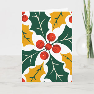 Cartão De Festividades Folhas-de-Natal Retro-Moderno Grande-Impressão