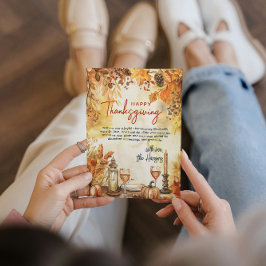 Cartão De Festividades Folhas de outono e Ação de Graças de Pumpkins